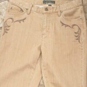Ralph Lauren Tan Women Boot Cut Jeans Classic Fashion Western Style Size 4